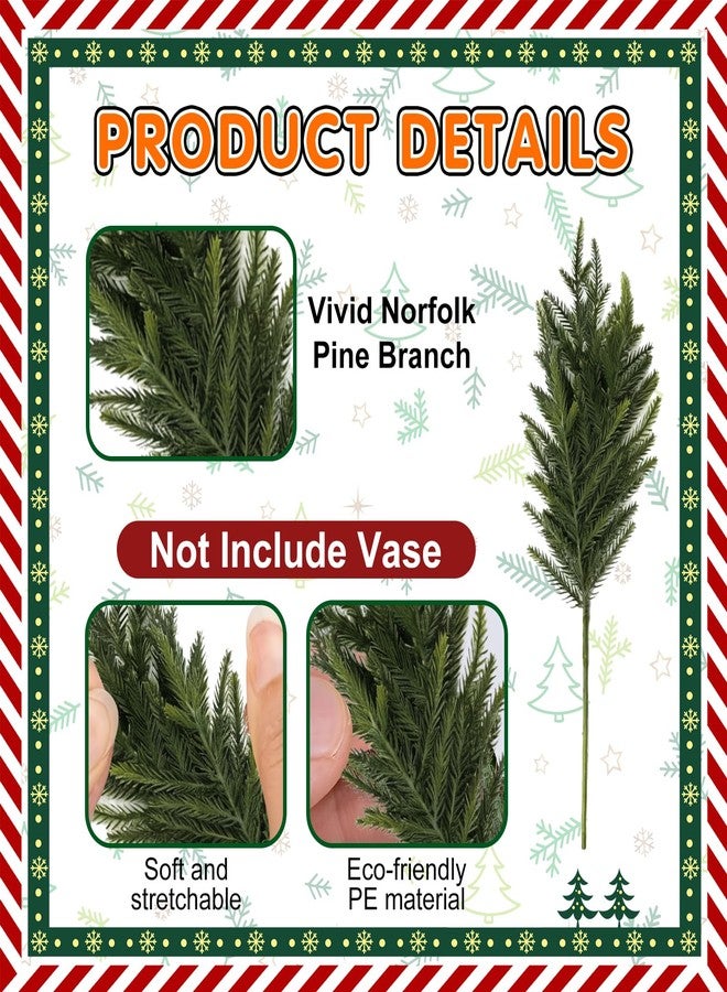 NAYODEUS 22Pcs 23inch Christmas Norfolk Pine Branches, with a Branch stem lamp. Artificial Green Norfolk Pine Branch Plume, Suitable for DIY Handmade Wreaths and Home Decoration(with Light Strip). - Image 3