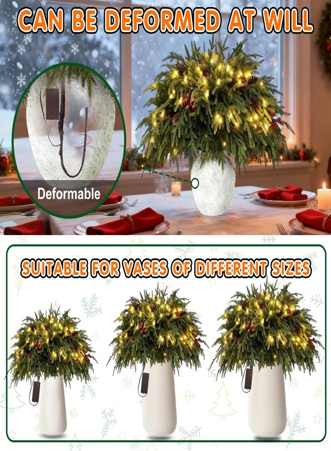 NAYODEUS 22Pcs 23inch Christmas Norfolk Pine Branches, with a Branch stem lamp. Artificial Green Norfolk Pine Branch Plume, Suitable for DIY Handmade Wreaths and Home Decoration(with Light Strip). - Image 5