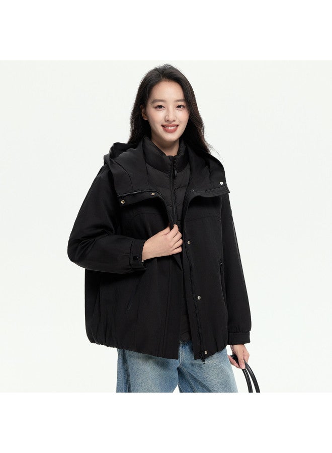 YaYa Autumn Women's Outdoor Workwear Style Hooded Fashion Short Work Jacket - Image 3