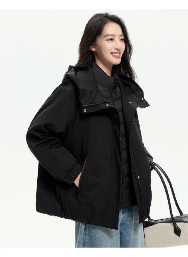 YaYa Autumn Women's Outdoor Workwear Style Hooded Fashion Short Work Jacket - Image 1