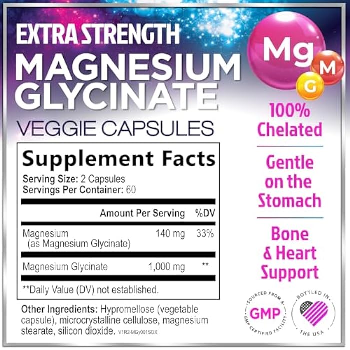 Hello Lovely! مكمل مغنيسيوم جليسينات - 100% مخلب وم purified - لدعم النوم وصحة القلب والعضلات وقوة العظام - تركيبة مغنيسيوم لطيفة وعالية الامتصاص - نباتي، معبأ في الولايات المتحدة - 120 كبسولة - Image 2