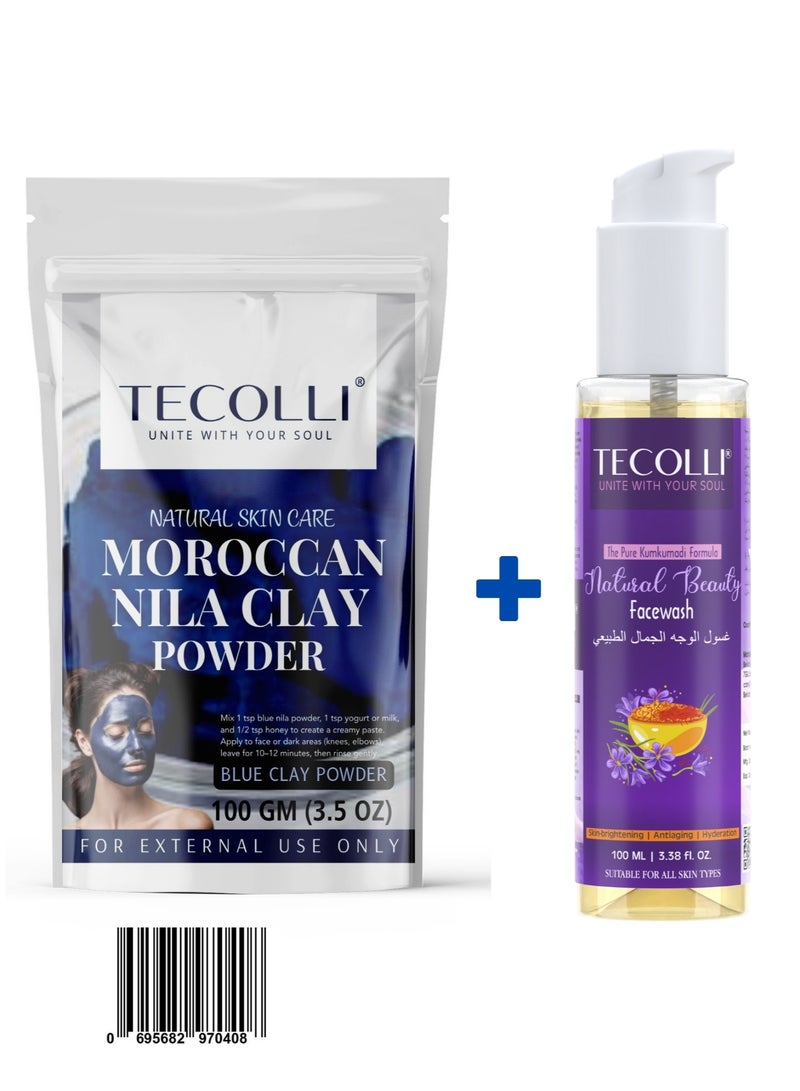 Tecolli® Moroccan Nila Powder(100G) & Natural Beauty Facewash Combo Pack – Skin Brightening & Deep Cleansing Care - Image 2