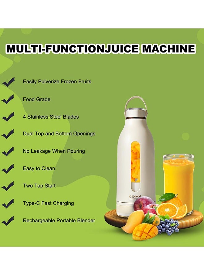 Ceool Personal Blender for Smoothies, 4 Blade Portable Blender, USB Rechargeable with Handle, 400ml Large Capacity, Portable Juicer Cup for Sports, Travel, Home, Gym - Image 3