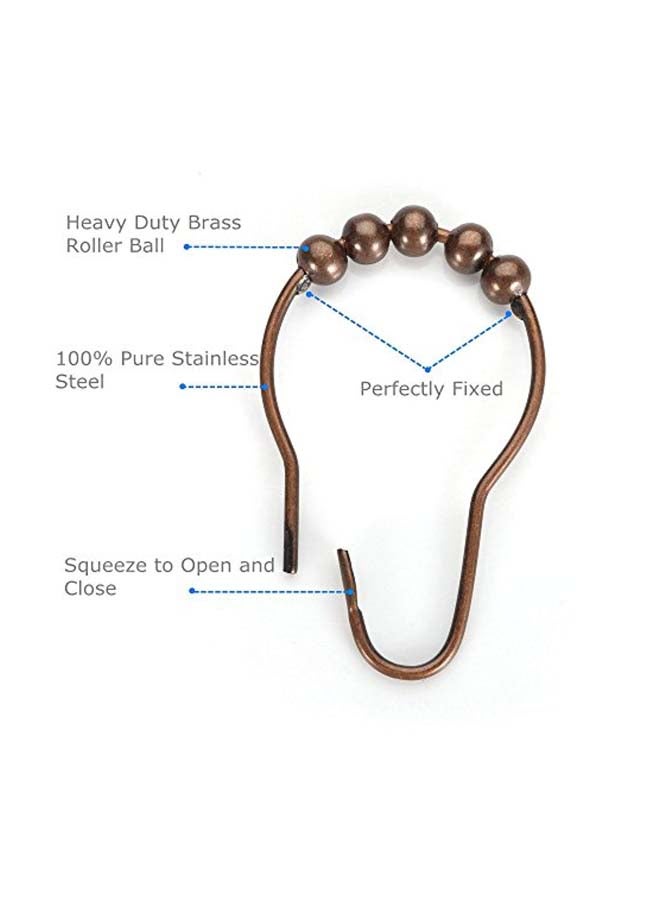 Amazer Shower Curtain Hooks, Decorative Bronze Shower Curtain Hooks,Stainless Steel Rust-Resistant Shower Hooks for Curtains-Set of 12 - Image 2