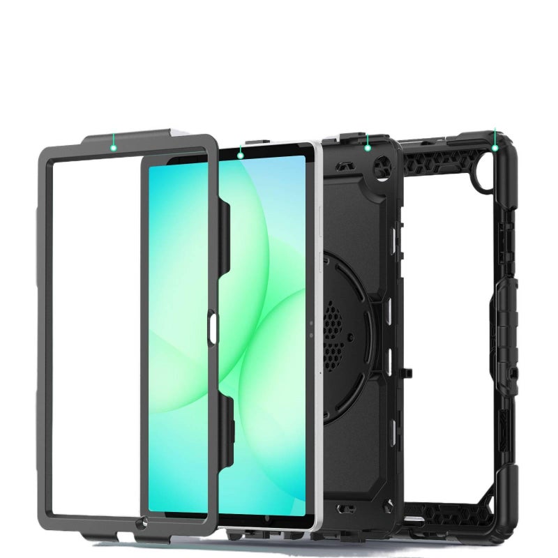 حافظة سامسونج تاب دوارة متوافقة مع Samsung Galaxy Tab A9 Plus باللون وردي مع غطاء حماية ووظيفة حامل وحمل يومي للتابلت بوظيفة حامل Samsung Tab Rotating - ZYN - Image 4