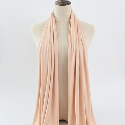 Cross-border solid color rayon sweat cloth ethnic women scarf mercerized cotton jersey headscarf long scarf wholesale 19# flesh color 