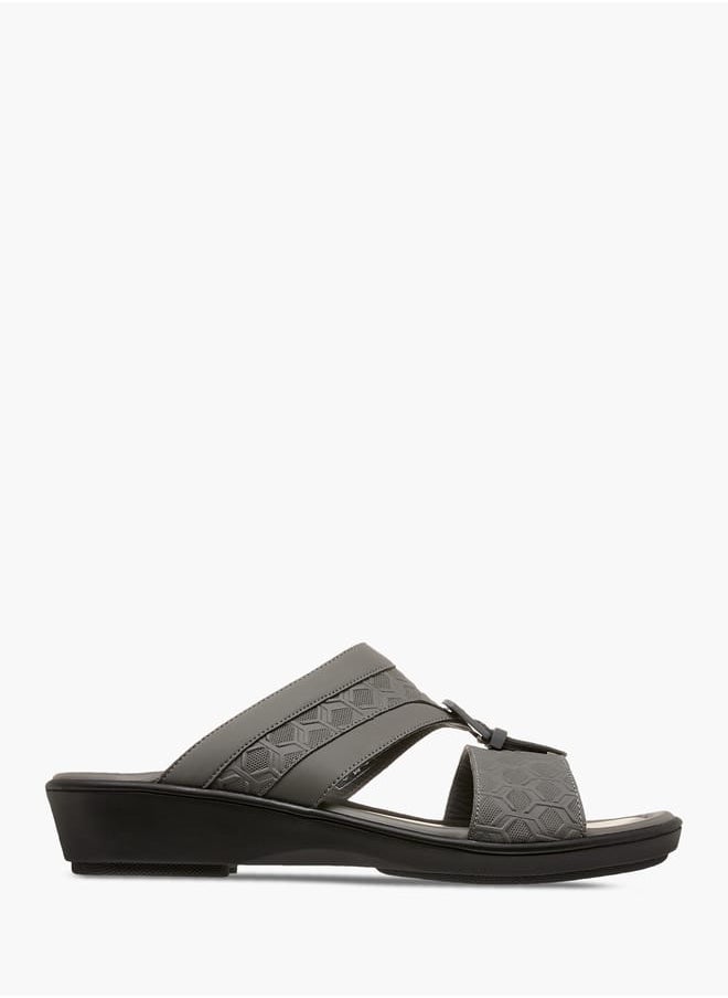 LBL by Shoexpress Men Textured Slip-On Arabic Sandals with Buckle Detail Ramadan Collection  - Image 2