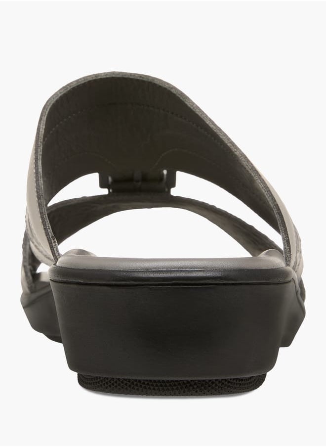 LBL by Shoexpress Men Textured Slip-On Arabic Sandals with Buckle Detail Ramadan Collection  - Image 4