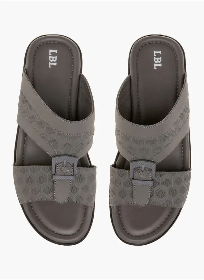 ال بي ال من شو اكسبرس Men Textured Slip-On Arabic Sandals with Buckle Detail Ramadan Collection