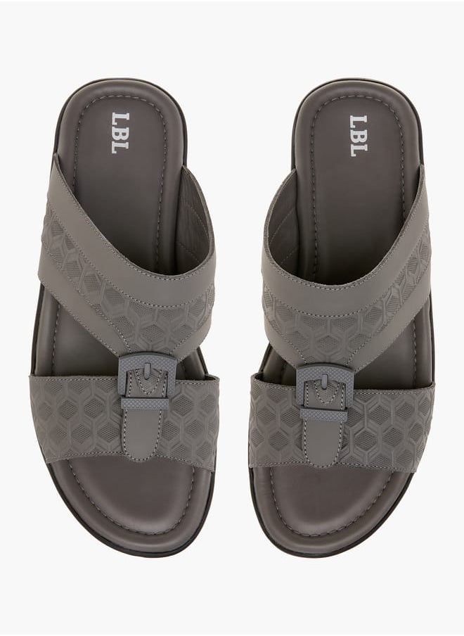 LBL by Shoexpress Men Textured Slip-On Arabic Sandals with Buckle Detail Ramadan Collection  - Image 1