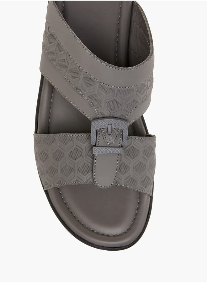 LBL by Shoexpress Men Textured Slip-On Arabic Sandals with Buckle Detail Ramadan Collection  - Image 3