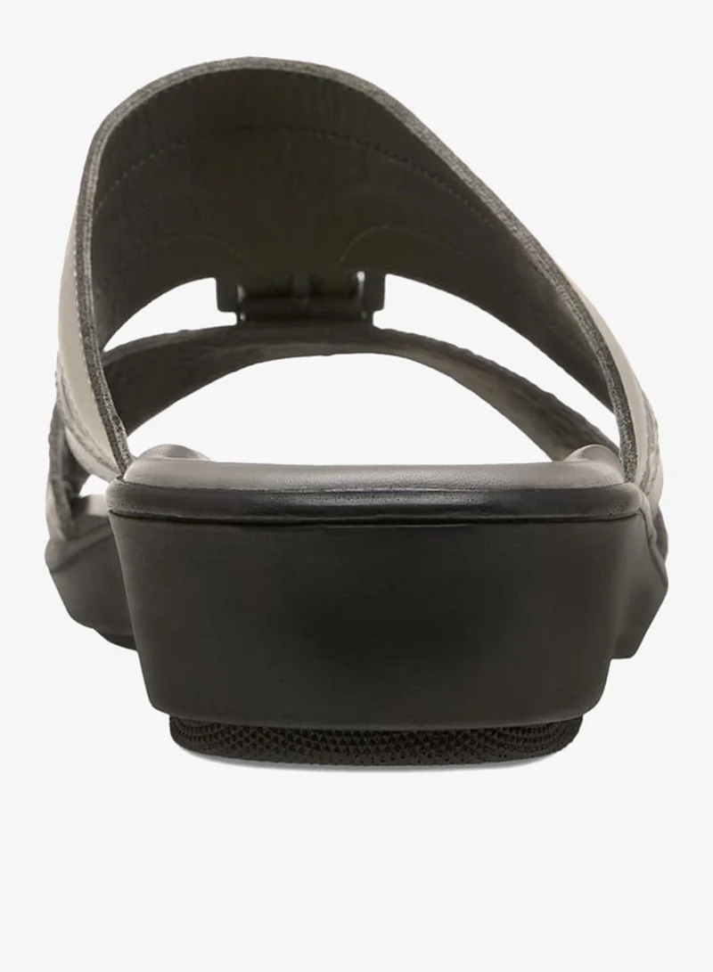 LBL by Shoexpress GREY Men Textured Slip-On Arabic Sandals with Buckle Detail Ramadan Collection for Men | Best Price UAE