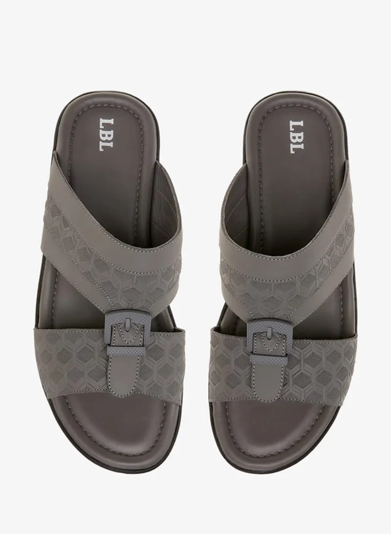 LBL by Shoexpress Men Textured Slip-On Arabic Sandals with Buckle Detail Ramadan Collection