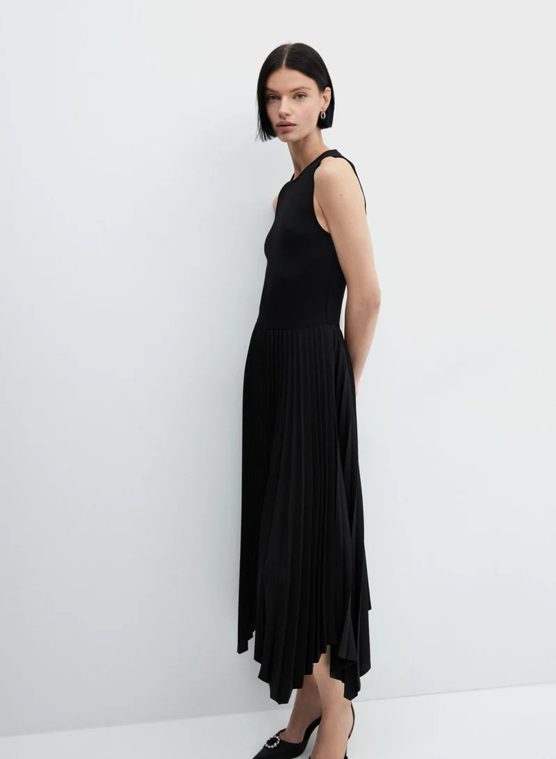MANGO Pleated Sleeveless Dress