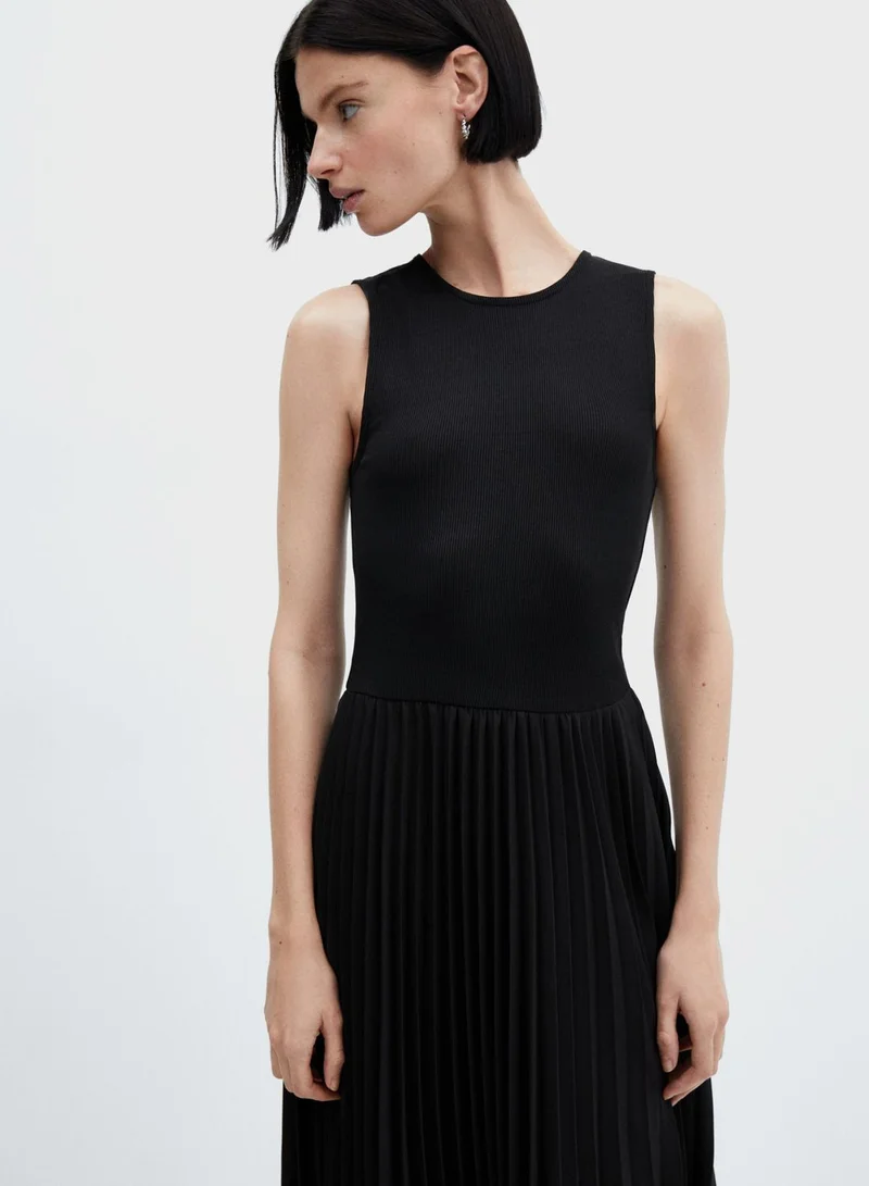MANGO Pleated Sleeveless Dress