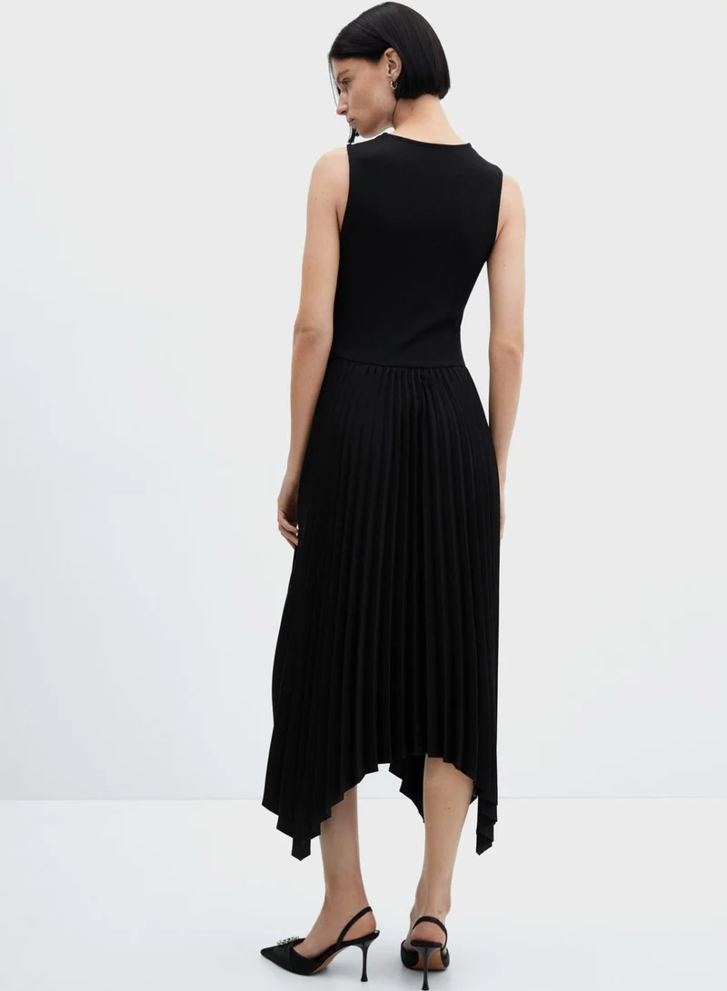 MANGO Pleated Sleeveless Dress