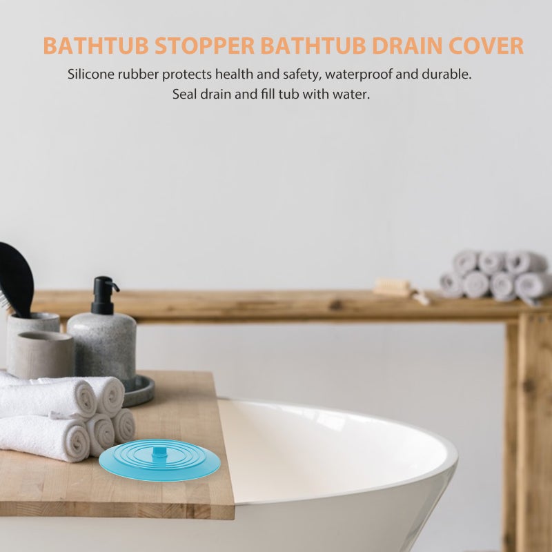 🚽 غطاء مصرف حوض استحمام سدادة سيليكون سدادة تصريف زرقاء - Image 1
