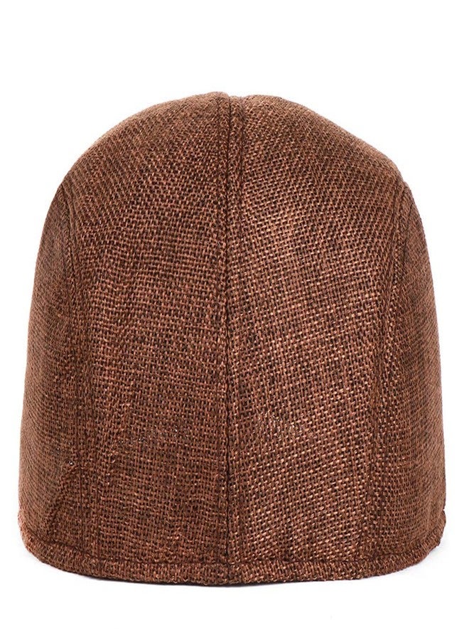 RR DESIGN British Classic Vintage Linen Plain Hard Newsboy Beret Caps Hat for Men- Pack of 2 Combo-(Black/Brown) - Image 4