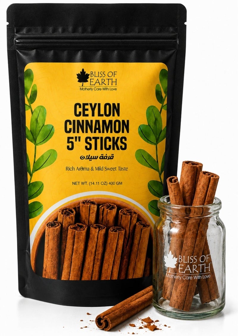 Bliss Of Earth Ceylon Cinnamon Sticks 5 Inch 400G Premium Sri Lankan True Cinnamon Sweet Mild Flavor