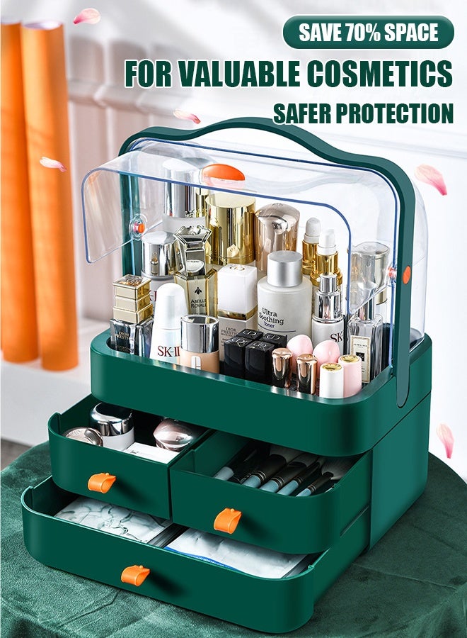 Portable cosmetic case, dust-proof, large-capacity transparent desktop cosmetic storage box, home dressing table, flip-top lipstick storage box - Image 1
