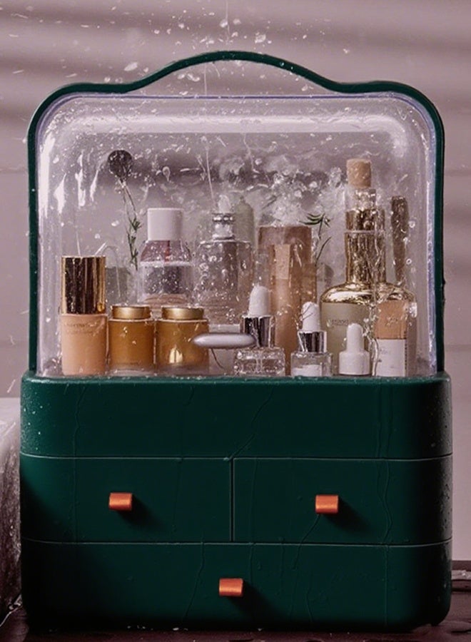Portable cosmetic case, dust-proof, large-capacity transparent desktop cosmetic storage box, home dressing table, flip-top lipstick storage box - Image 3