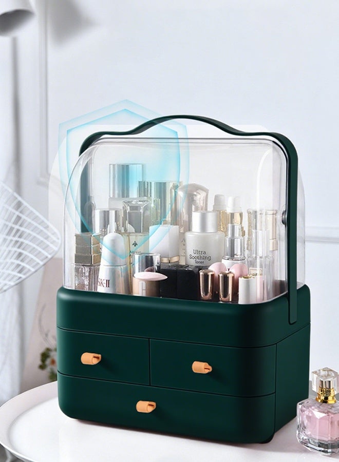 Portable cosmetic case, dust-proof, large-capacity transparent desktop cosmetic storage box, home dressing table, flip-top lipstick storage box - Image 2