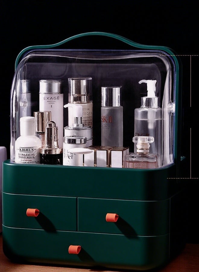 Portable cosmetic case, dust-proof, large-capacity transparent desktop cosmetic storage box, home dressing table, flip-top lipstick storage box - Image 4