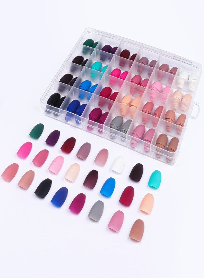 LADYING Press On Nails, 576 Pcs Medium Length Square False Nails with Matte Finish, 24 Color Sets, Acrylic ABS Material, Includes Nail Glue, Adhesive Tabs,and File - Image 2