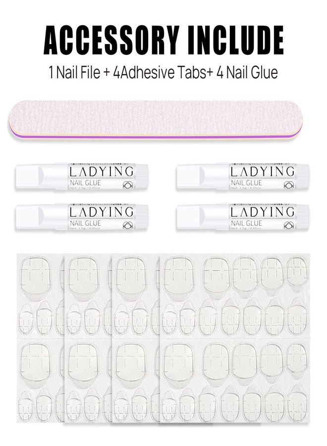 LADYING Press On Nails, 576 Pcs Medium Length Square False Nails with Matte Finish, 24 Color Sets, Acrylic ABS Material, Includes Nail Glue, Adhesive Tabs,and File - Image 5