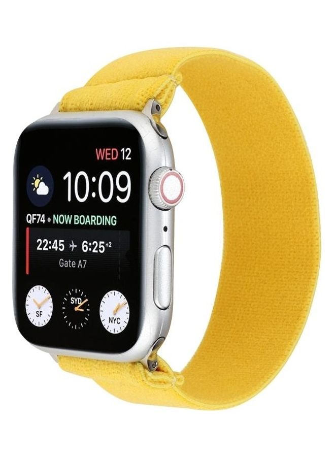 NIBEMINENT Solid Colour Silicone Replacement Strap Watchband For Apple Watch Series 1/2/3/4/5/6/7/SE 38-40-41mm Yellow - Image 2