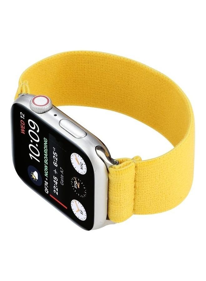 NIBEMINENT Solid Colour Silicone Replacement Strap Watchband For Apple Watch Series 1/2/3/4/5/6/7/SE 38-40-41mm Yellow - Image 3