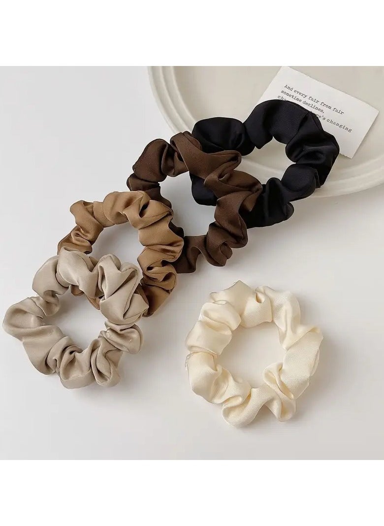 Ucanbe - 5pcs Luxurious Soft Silk-Like Hair Scrunchies for Women - Elastics & Ties for Curly, Fine, Thick, and Thin Hair - Gentle, Comfortable, and Easy to Use for Daily Styling with Solid Color Options - Image 1