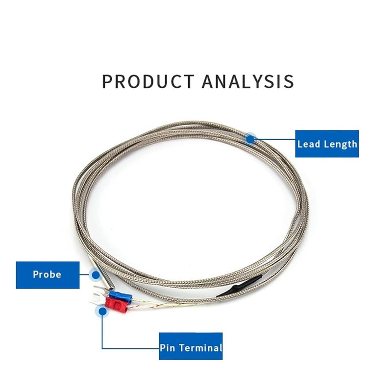 مستشعر مزدوج حراري من النوع K، مسبار 4 مم، سلك محمي مضفر بطول 4 أمتار لجهاز تحكم في درجة الحرارة - Image 5