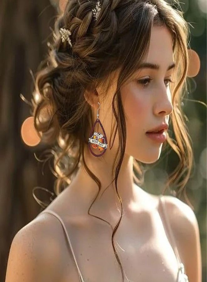 أقراط RLHRNDE على شكل كوب بيرة أو نبيذ للنساء والفتيات، مصنوعة يدويًا من الخشب، أقراط مرحة من مهرجان أكتوبر، خفيفة الوزن، مناسبة لأزياء مهرجان البيرة، إكسسوارات، مجوهرات صيفية هاواي، هدايا (بيرة) - Image 3