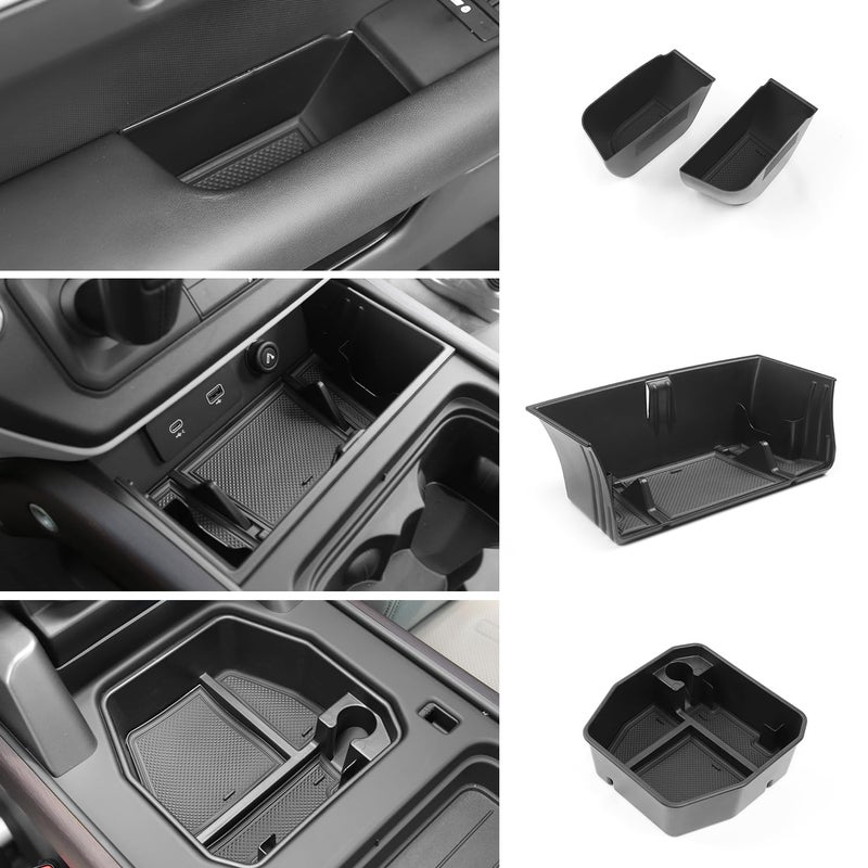 4PCS Center Console Organizer Tray Compatible with 20202024 Land Rover Defender 90 110 130 ONLY for No Refrigerator Version Armrest Storage Box Door Handle Pocket Insert Interior Accessories