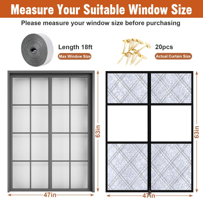 ALLTOOALL Thermal Insulated Window Cover,47" X 63" for Window Insulation for Winter,Oxford Windows Blanket Curtains Winterizing Kit Window Insulation for Winter Keeping Warm - Image 2