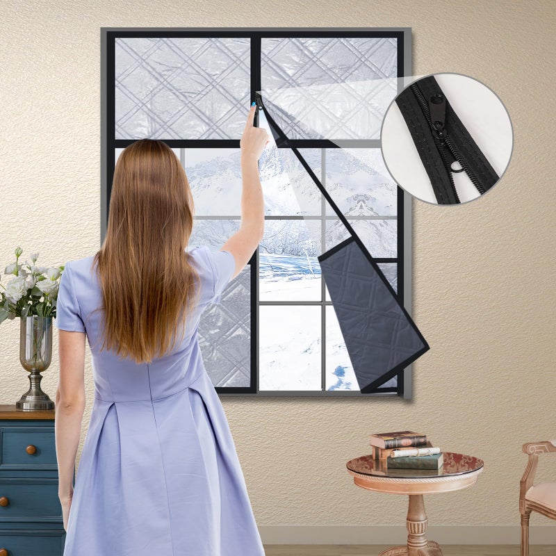 ALLTOOALL Thermal Insulated Window Cover,47" X 63" for Window Insulation for Winter,Oxford Windows Blanket Curtains Winterizing Kit Window Insulation for Winter Keeping Warm - Image 5