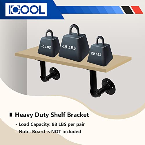 I COOL ICOOL 10 Pack 7" Industrial Pipe Shelf Bracket, Heavy-Duty Unibody Shelf Bracket for 8 10 12 14 inches Board, Rustic L Floating Shelf Supports for Home - Image 3