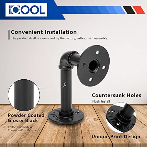 I COOL ICOOL 10 Pack 7" Industrial Pipe Shelf Bracket, Heavy-Duty Unibody Shelf Bracket for 8 10 12 14 inches Board, Rustic L Floating Shelf Supports for Home - Image 4