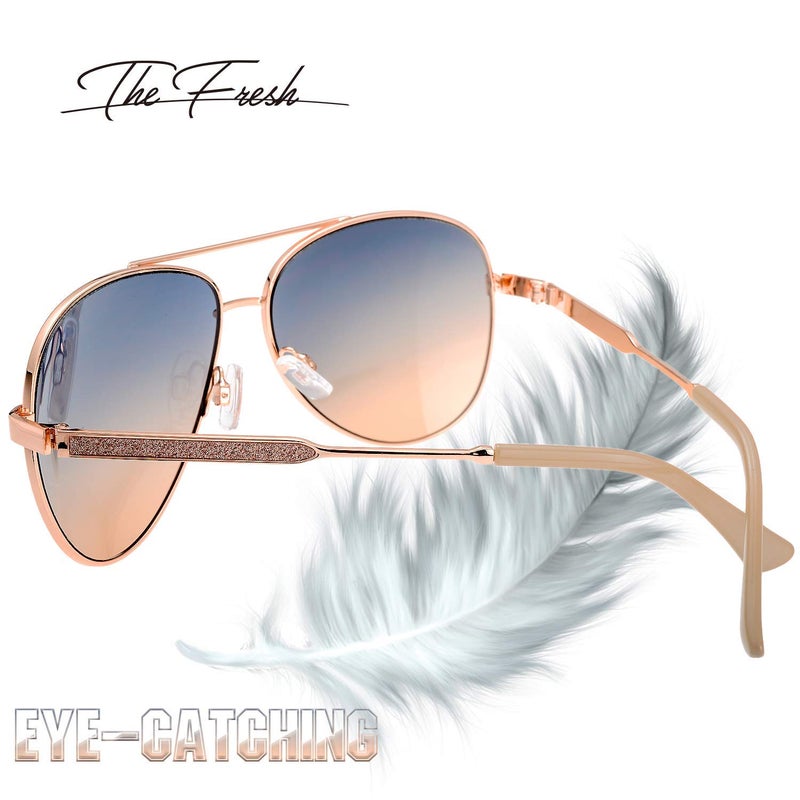 The Fresh Classic Crystal Elegant Women Beauty Design Sunglasses Gift Box (L164-Rose Gold, Blue/Coral) - Image 3