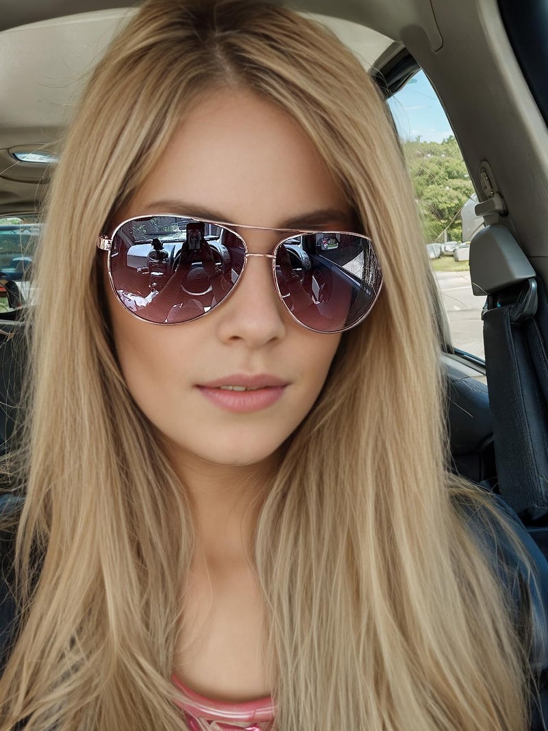 The Fresh Classic Crystal Elegant Women Beauty Design Sunglasses Gift Box (L164-Rose Gold, Blue/Coral) - Image 5