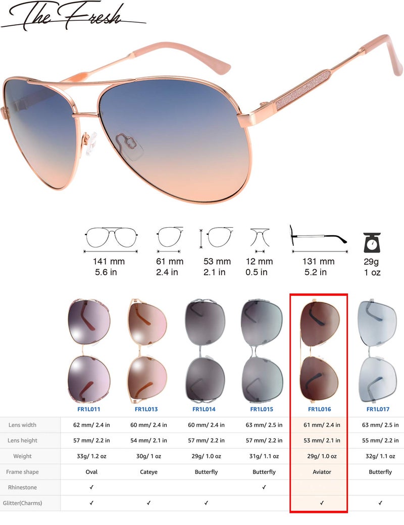 The Fresh Classic Crystal Elegant Women Beauty Design Sunglasses Gift Box (L164-Rose Gold, Blue/Coral) - Image 2