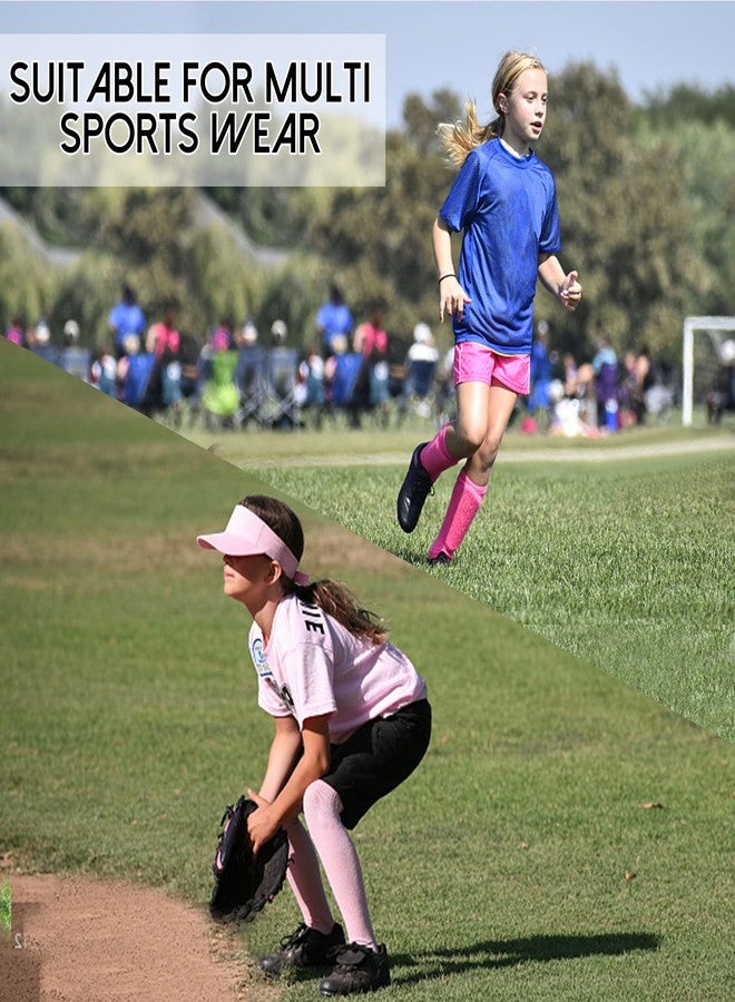 زاندو جوارب زاندو للأطفال لكرة القدم، جوارب للأطفال من 6 إلى 8 سنوات، جوارب قطنية طويلة للبنات، جوارب طويلة تصل إلى الركبة للأولاد والبنات من 6 إلى 9 سنوات، بنفسجي/وردي فاقع/وردي - Image 2