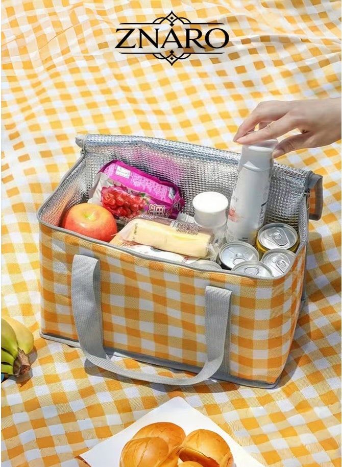 ZNARO Insulated Picnic Bag Cooler Reusable, Beach Cooler Bag with Zippered Top, Insulated Bag for Hot or Cold Food for Picnic Beach Outdoor - Image 1