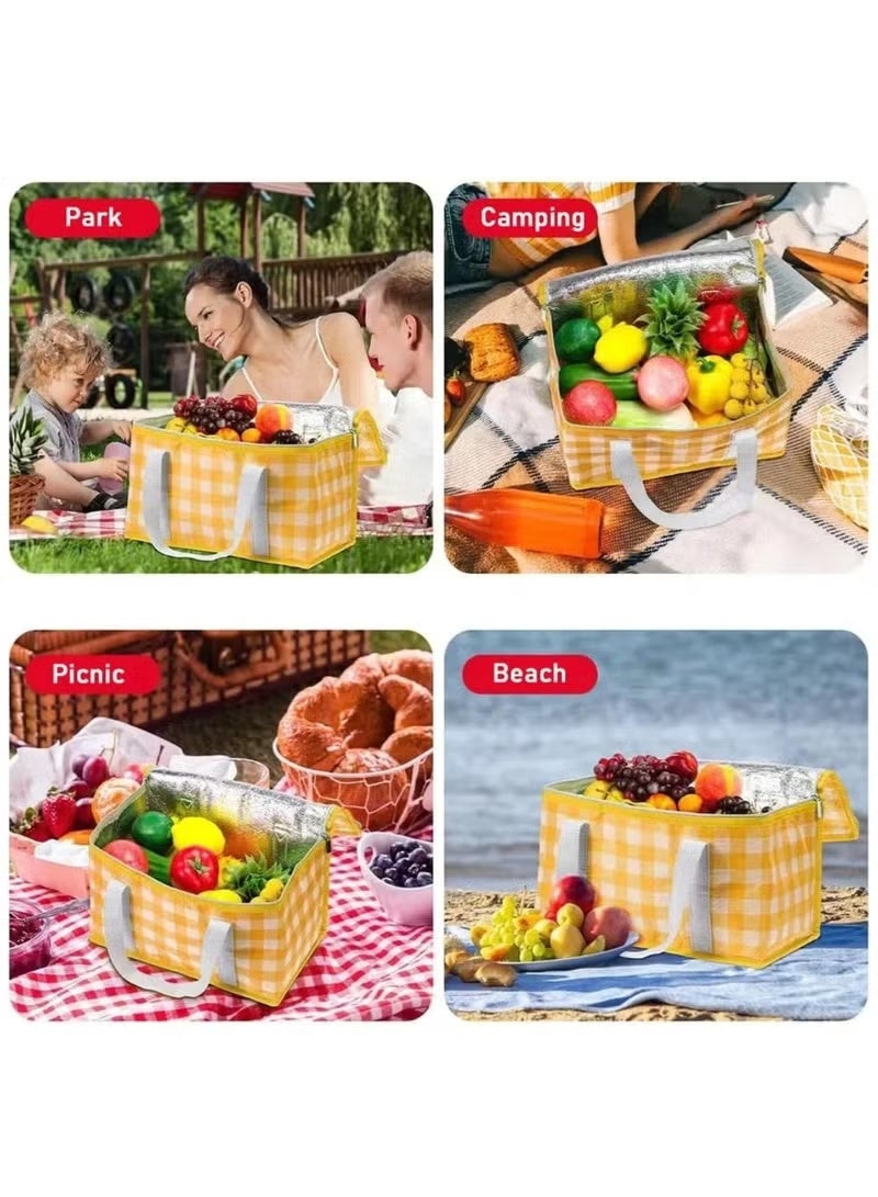 ZNARO Insulated Picnic Bag Cooler Reusable, Beach Cooler Bag with Zippered Top, Insulated Bag for Hot or Cold Food for Picnic Beach Outdoor - Image 3
