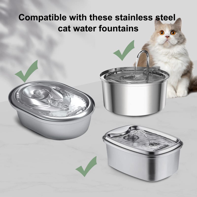 Cirfifth Cat Water Fountain Filters, Compatible with Stainless Steel Pet Fountain 8 Filters with 8 Sponges Replacement Filters for Cat Fountain (8 Filters& 8 Sponges) - Image 2