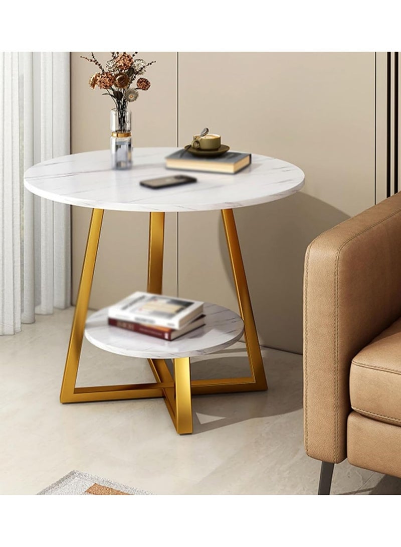 DubaiGallery طاولة طعام رخامية، طاولة جانبية دائرية معدنية ذات طبقة واحدة، طاولة مقهى، طاولة أريكة مكتب، طاولة شاي متعددة الوظائف - Image 3