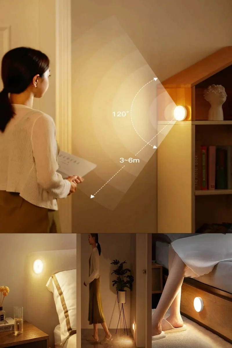 ماشو تريند 10 Pieces Motion Sensor Rechargeable Spotlight Magnet LED 8.5 cm Sensor Lamp Sensor Lighting