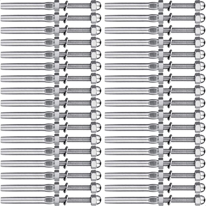 Lulultn 316 T316 Stainless Steel Cable Railing Hardware System Kit for Wood Metal Posts Swage Stud Tensioner 50pcs