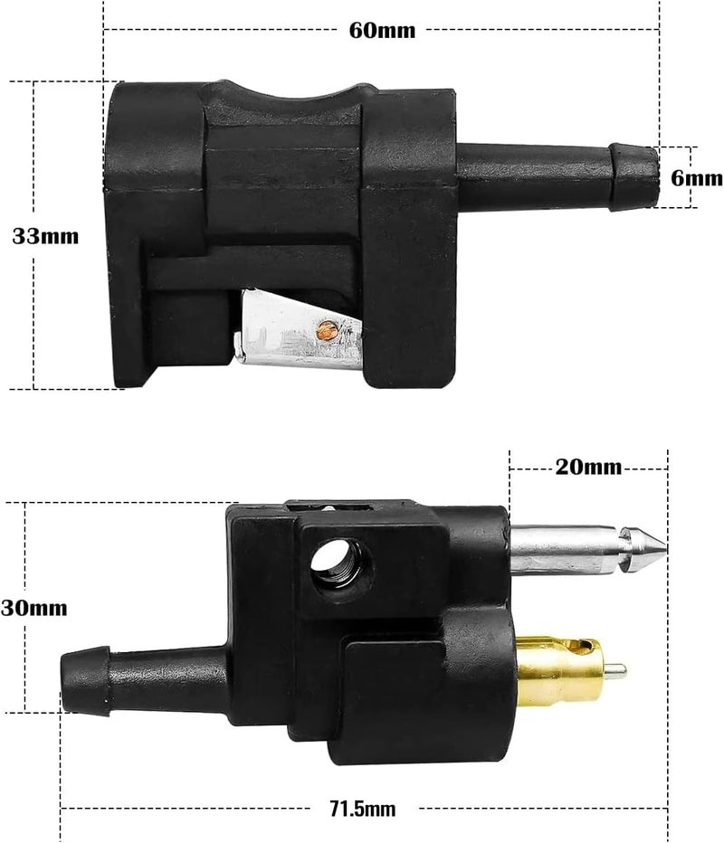 AUGREX 1/4" 6mm Barb Female & Male Fuel Line Quick Connectors for Yamaha Outboard Motor Boats - Image 3
